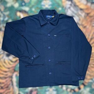 Polo Ralph Lauren Twill Utility Overshirt Shacket Barn Coat Button Up Blue  $198